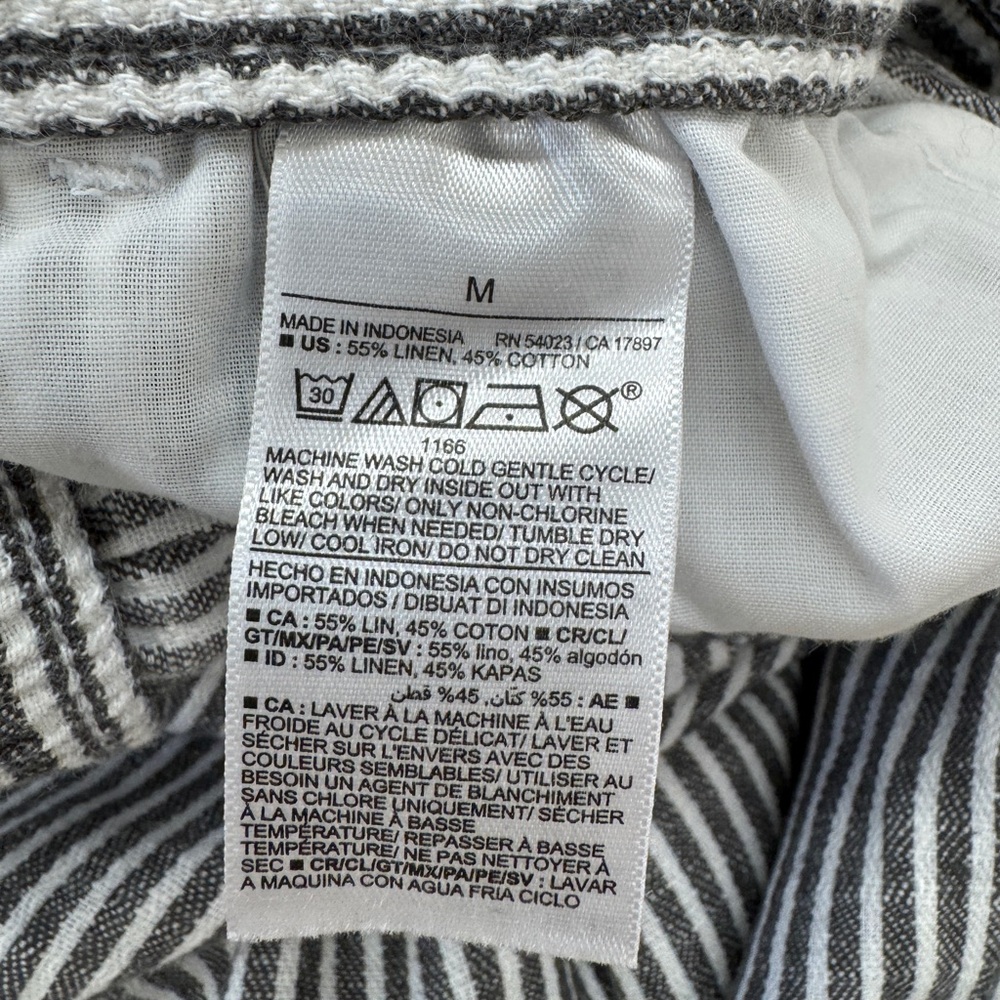 Old Navy Cotton/Linen Blend Pull On Striped Wide-Leg Pants- Gray Size M - Picture 6 of 7